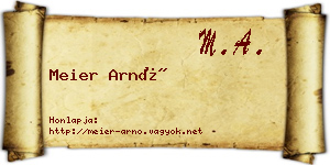 Meier Arnó névjegykártya